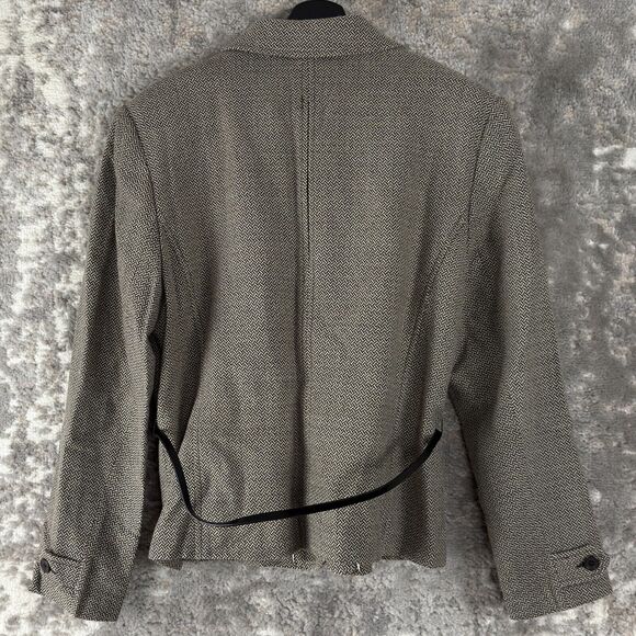 Worthington Sz 14 Wool Blend Belted V Neck Collar Long Sleeve Blazer Jacket - Picture 4 of 8